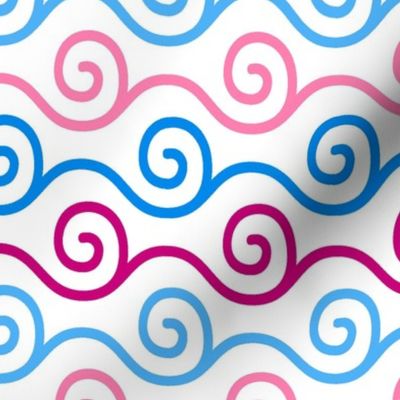 Bigger Scale Gender Reveal Coordinate Wavy Swirl Stripe Girl Boy Baby Pink and Blue