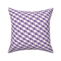 Catstooth- Houndstooth with Cats Small- Purple and White Geometric Cats- Cute Cat Fabric- Classic Modern Wallpaper- Pied de Poule
