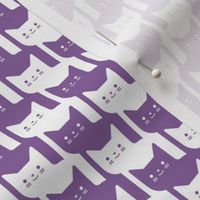 Catstooth- Houndstooth with Cats Small- Purple and White Geometric Cats- Cute Cat Fabric- Classic Modern Wallpaper- Pied de Poule
