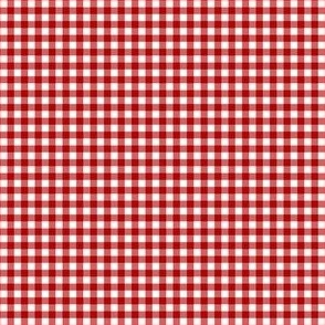 Red Gingham Plaid on White in 1/8 inch Scale