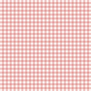 Light Red Gingham Plaid on White in 1/8 inch Scale