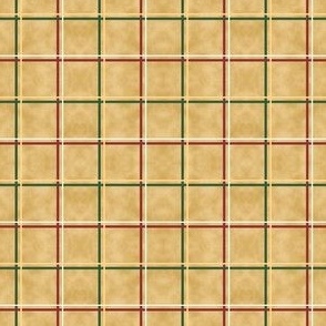 Gold Simple Plaid in Red, Gold and Green with a Gold Textured Wash Background in 3 inch repeats