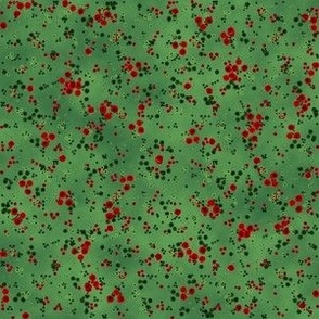 Holly Berry Random Polka Dots on GreenTextured Color Wash with a 6 inch Repeat