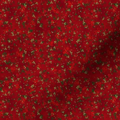 Holly Berry Random Polka Dots on Red Textured Color Wash with a 6 inch Repeat