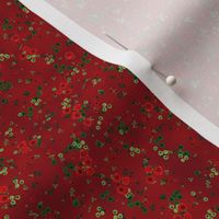 Holly Berry Random Polka Dots on Red Textured Color Wash with a 6 inch Repeat