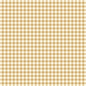 Dark Gold Gingham Plaid on White in 1/8 inch Scale