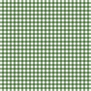Dark Green Gingham Plaid on White in 1/8 inch Scale