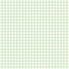 Light Green Gingham Plaid on White in 1/8 inch Scale