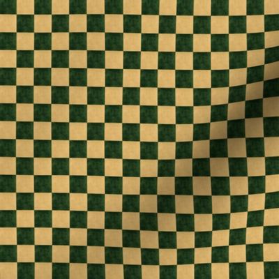 Forest Green and Bronze Checkerboard Watercolor Texture in Half Inch Squares