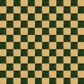 Forest Green and Bronze Checkerboard Watercolor Texture in Half Inch Squares