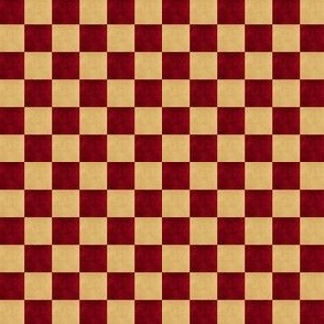 Ruby Red and Gold Checkerboard Watercolor Texture in Half Inch Squares