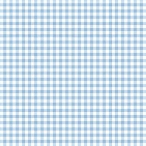 Light Blue Gingham Plaid on White in 1/8 inch Scale