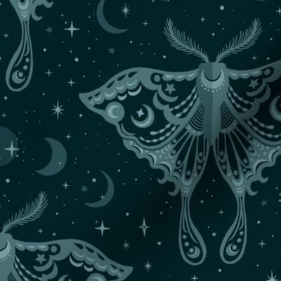 Celestial Luna Moth Teal by Angel Gerardo