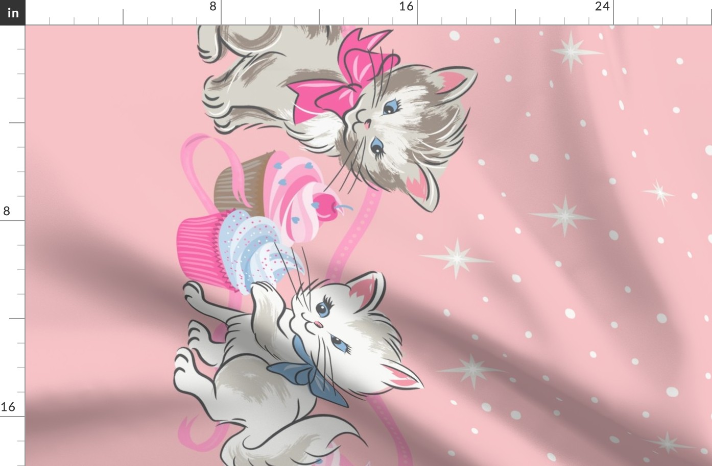 Gertie's Party Kittens in Pink–56" wide