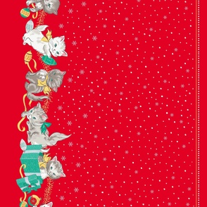 Gertie's Christmas Kittens in Red–56" wide