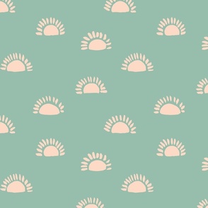 Rising sun-mint green, peach and off white// big scale 