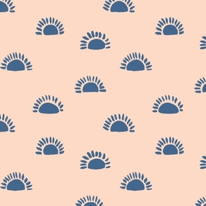 Rising sun-peach pink and navy// big scale 