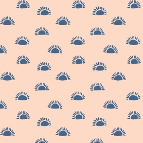 Rising sun-peach pink and navy// medium scale 