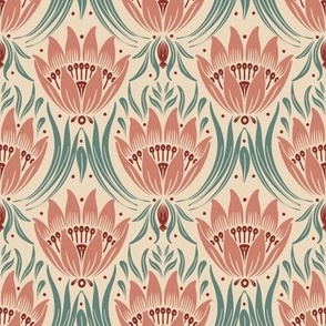 Geometric Liberty Flowers in Warm Retro colours 