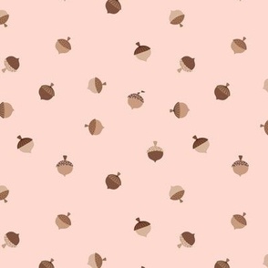 Little minimalist Scandinavian style acorns autumn garden theme matching our squirrels woodland for kids neutral earthy tones on blush pink 