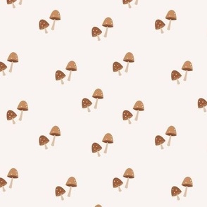 The minimalist autumn garden - mushroom pattern for baby nursery brown beige on ivory seventies neutral palette