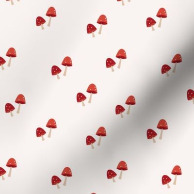 The minimalist autumn garden - mushroom pattern for baby nursery red on ivory cream