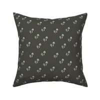The minimalist autumn garden - mushroom pattern for baby nursery green sage on gray charcoal