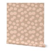 Raw minimalist ditsy pumpkin garden fall design in blush green on tan beige SMALL 