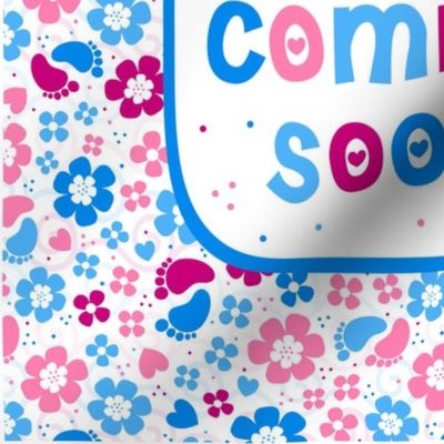 14x18 Panel Garden Flag Size Gender Reveal Coming Soon Boy or Girl Pink or Blue Banner Wall Hanging Pregnancy Announcement