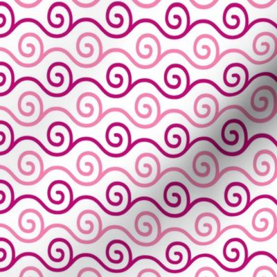 Smaller Scale Gender Reveal Coordinate It's a Girl Wavy Swirl Pink Stripes