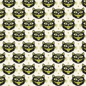 Black Magic Halloween Cat Ivory Lime Green Small Scale