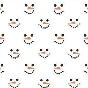 SMALL - snowman faces fabric - minimal fabric, minimal christmas fabric, boho christmas