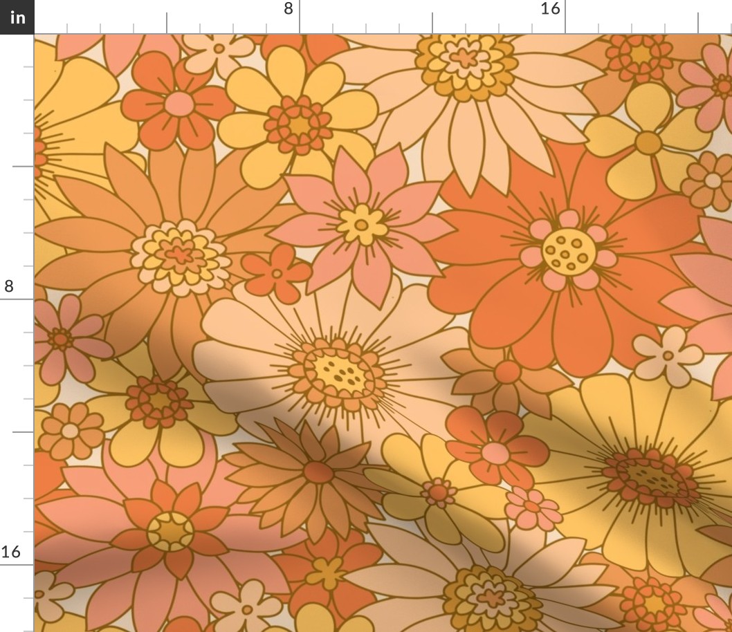 70s Retro Daisy Floral - Large