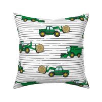 (LARGE SCALE) farming equipment - tractor farm - green on stripes - C22