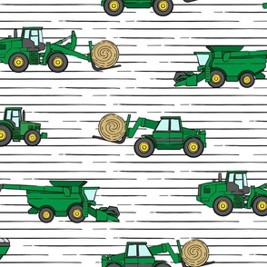 (LARGE SCALE) farming equipment - tractor farm - green on stripes - C22