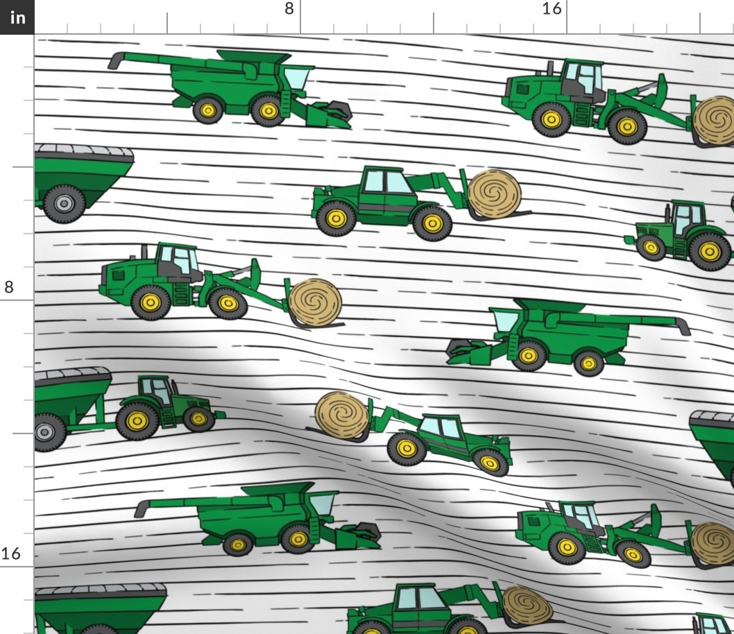 (LARGE SCALE) farming equipment - tractor farm - green on stripes - C22