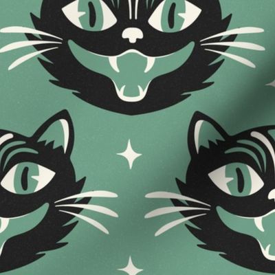 Black Magic Halloween Cat Nightshade Green Large Scale
