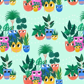 Houseplant Pals - blue - 8x8