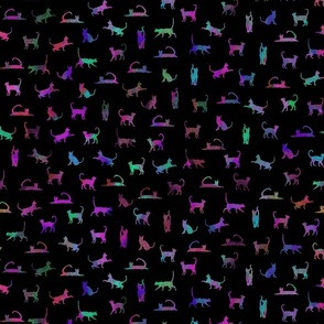 psychedelic cats on black 