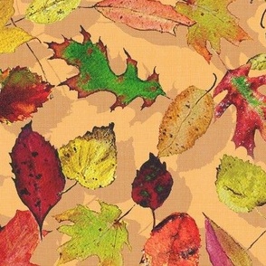 Watercolor Autumn Leaves - Gold Large