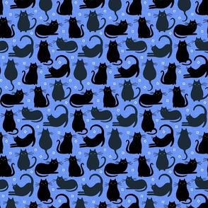 fat black witches cat medium scale blue by Pippa Shaw