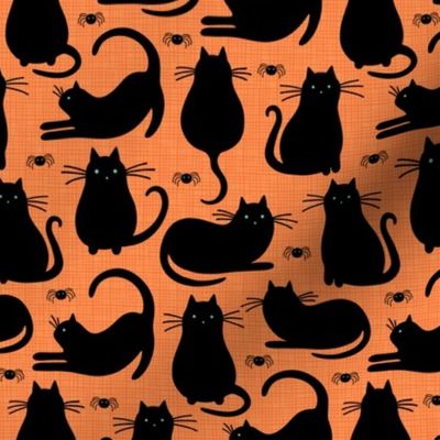 black cats and spiders medium scale orange by Pippa Shaw
