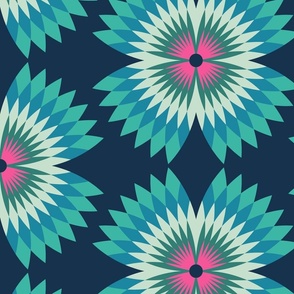 Retro Refracted Floral navy green XL wallpaper scale by Pippa Shaw