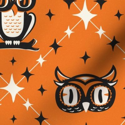 Owl Argyle - Retro Halloween Orange Large Scale