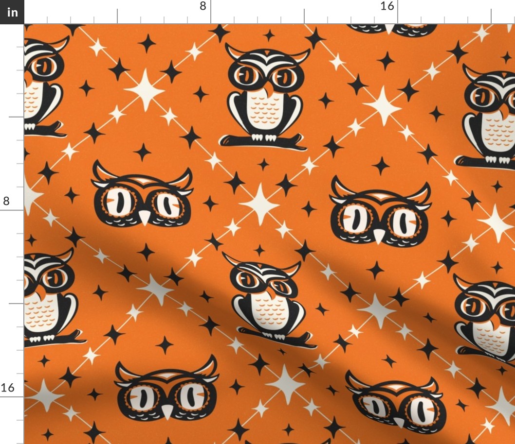 Owl Argyle - Retro Halloween Orange Large Scale