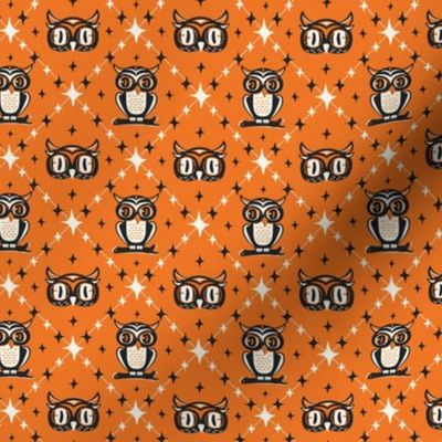 Owl Argyle - Retro Halloween Orange Small Scale