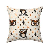 Owl Argyle - Retro Halloween Ivory Orange Large Scale