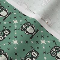 Owl Argyle - Retro Halloween Nightshade Green Small Scale