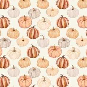 MINI watercolor pumpkins fabric - neutral boho fall gourds pumpkins design