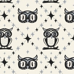 Owl Argyle - Retro Halloween Ivory Gray Regular Scale